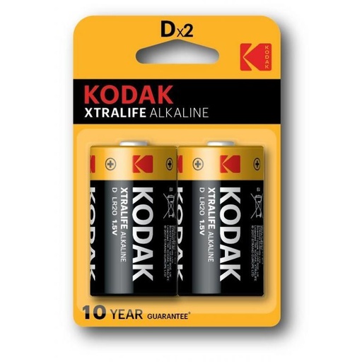 KODAK - PILAS EXTRALIFE ALCALINAS D - LR20 - PACK 2 UDS (Ref.KDXLR20PB2)
