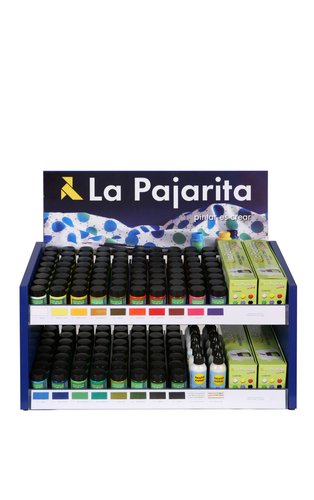 LA PAJARITA - PINTURA TE EXPOSITOR
216 UD. COLORES 25 ML.
6 UD. RELIEVE PLATA
6 UD. RELIEVE ORO
4 UD. SURTIDO 6 UD. + PINCEL (Ref.889)