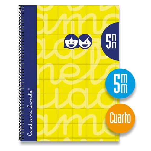 LAMELA - BLOC tapa FORRADA 4º 80h CUADROVIA 5 mm AMARILLO (Ref.7CTE05AM)
