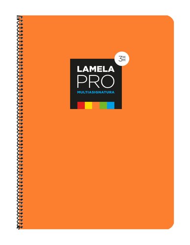 LAMELA - CUADERNO ESPIRAL 100 HOJAS FOLIO CUADRÍCULA 3X3 CON MARGEN NARANJA -PAQUETE 5U- (Ref.7FTE103N)