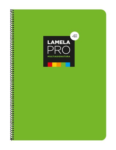 LAMELA - CUADERNO ESPIRAL 100 HOJAS FOLIO CUADRÍCULA 4X4 CON MARGEN VERDE -PAQUETE 5U- (Ref.7FTE104V)