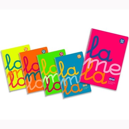 LAMELA - CUADERNO ESPIRAL 80H 90GR CUARTO RAYADO 5MM POLIPROPILENO FLÚOR C/SURTIDOS (Ref.7CTP005S)