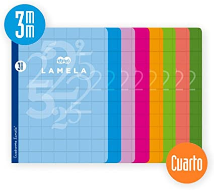 LAMELA - LIBRETA GRAPADA 50h 4º CUADROVIA 3 mm COLORES SURTIDOS (8) (Ref.06C003)