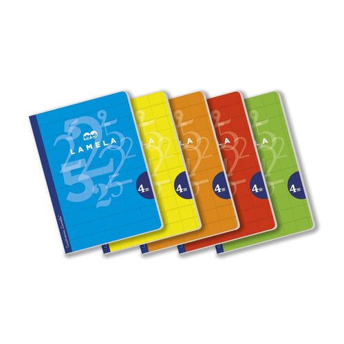 LAMELA - LIBRETA GRAPADA 50h A4 CUADROVIA 4 mm SURTIDO PACK DE 5 (5 col.) (Ref.06A4004S)