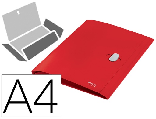 LEITZ - CARPETA POLIPROPILENO 3 SOLAPAS Y CIERRE BROCHE GIRATORIO A4 RECYCLE ROJO (Ref.46220025)