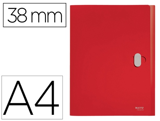LEITZ - CARPETA POLIPROPILENO DE PROYECTOS 38MM Y CIERRE BROCHE GIRATORIO A4 RECYCLE ROJO (Ref.46230025)