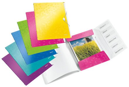 LEITZ - CLASIFICADOR WOW PP 6 SEPARADORES + 3 SOLAPAS A4 SURTIDOS -14 UD- (Ref.46330099)