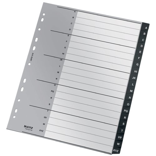 LEITZ - INDICE PP RECYCLE A-Z A4+ pestañas 1-20 16 taladros NEGRO (Ref.12190000)