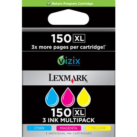 LEXMARK - Pack 3 cartuchos color (CMY) Alto Rendimiento Retornables 150XL (Ref.14N1807E)