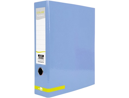 LIDERPAPEL - ARCHIVADOR DE PALANCA A4 COLOR SYSTEM FORRADO SIN RADO LOMO 80 MM CELESTE COMPRESOR METALICO (Ref.AZ97)