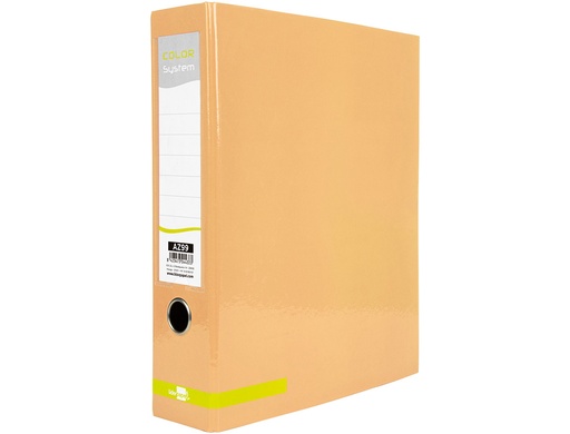 LIDERPAPEL - ARCHIVADOR DE PALANCA A4 COLOR SYSTEM FORRADO SIN RADO LOMO 80 MM MELOCOTON COMPRESOR METALICO (Ref.AZ99)