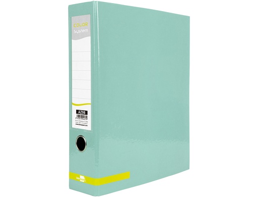 LIDERPAPEL - ARCHIVADOR DE PALANCA A4 COLOR SYSTEM FORRADO SIN RADO LOMO 80 MM MENTA COMPRESOR METALICO (Ref.AZ98)