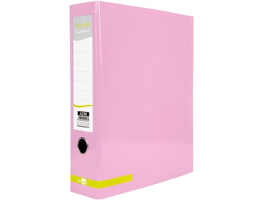 LIDERPAPEL - ARCHIVADOR DE PALANCA A4 COLOR SYSTEM FORRADO SIN RADO LOMO 80 MM ROSA COMPRESOR METALICO (Ref.AZ96)
