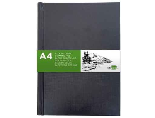 LIDERPAPEL - BLOC DIBUJO ESBOZOS ENCUADERNADO DIN A4 210X297 MM 100 HOJAS 100 G/M2 COLOR NEGRO (Ref.DL11)