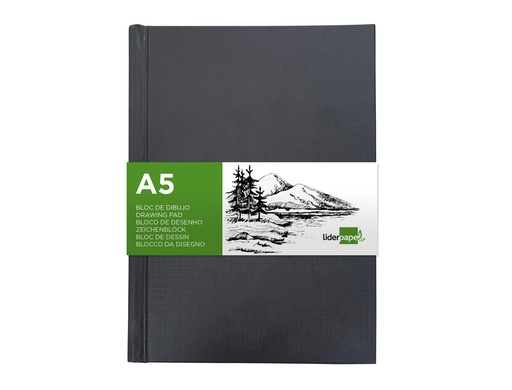 LIDERPAPEL - BLOC DIBUJO ESBOZOS ENCUADERNADO DIN A5 210X148 MM 100 HOJAS 100 G/M2 COLOR NEGRO (Ref.DL12)