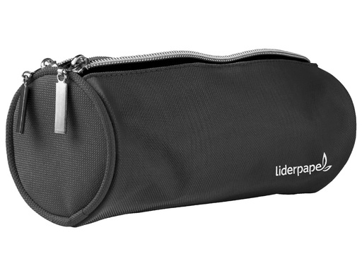 LIDERPAPEL - BOLSO ESCOLAR PORTATODO CILINDRICO CON 2 CREMALLERAS NEGRO 205X75X75 MM (Ref.PX12)