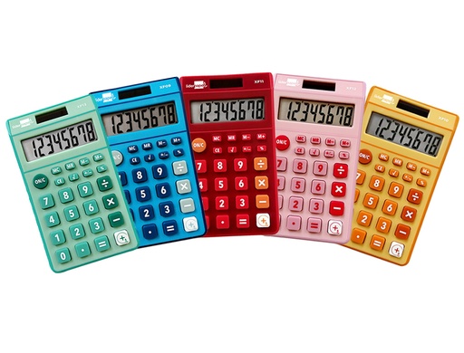 LIDERPAPEL - CALCULADORA BOLSILLO 8 DIGITOS SOLAR Y PILAS 115X65X8 MM EXPOSITOR DE 16 UNIDADES COLORES (Ref.XF14)