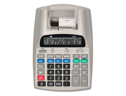 LIDERPAPEL - CALCULADORA IMPRESORA PANTALLA PAPEL 58 MM 12 DIGITOS IMPRESION BICOLOR BLANCA 225X158X56 MM (Ref.XF38)
