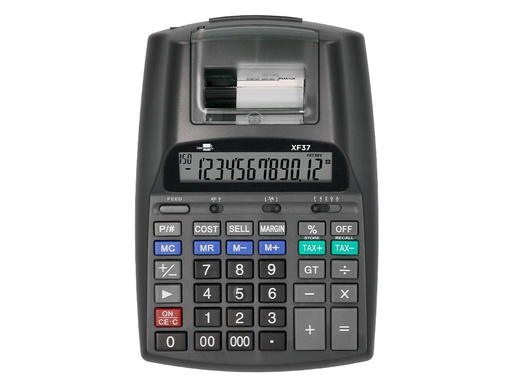 LIDERPAPEL - CALCULADORA IMPRESORA PANTALLA PAPEL 58 MM 12 DIGITOS IMPRESION BICOLOR NEGRA 225X158X56 MM (Ref.XF37)