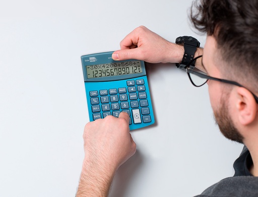 LIDERPAPEL - CALCULADORA SOBREME SA 12 DIGITOS DOS LINEAS COSTE VENTA MARGEN Y TASAS SOLAR Y PILAS AZUL 155X115X25 MM (Ref.XF28)