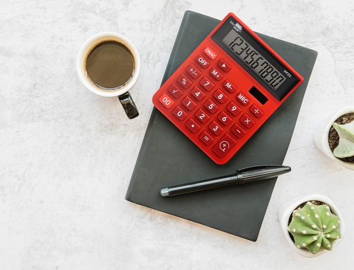 LIDERPAPEL - CALCULADORA SOBREMESA 10 DIGITOS SOLAR Y PILAS COLOR ROJO 127X105X24 MM (Ref.XF22)