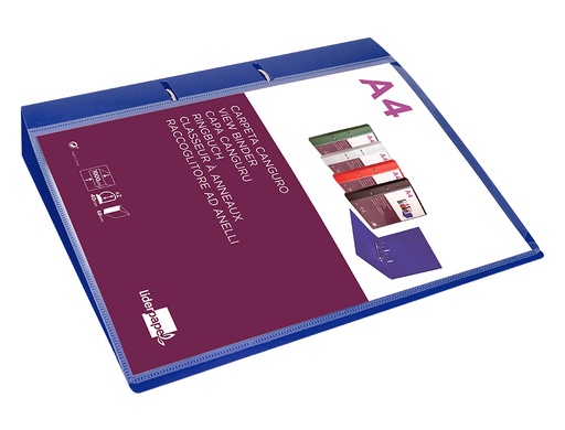 LIDERPAPEL - CARPETA CANGURO 2 ANILLAS 40 MM MIXTAS POLIPROPILENO DIN A4 AZUL TRANSLICUDO (Ref.CH49)
