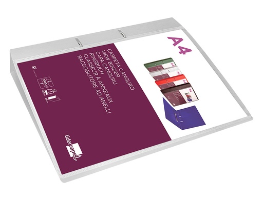 LIDERPAPEL - CARPETA CANGURO 2 ANILLAS 40 MM MIXTAS POLIPROPILENO DIN A4 TRANSPARENTE (Ref.CH48)