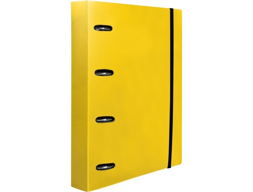 LIDERPAPEL - CARPETA CON RECAMBIO A4 CUADRO 5MM 100 HOJAS 80G POLIPROPILENO 4 ANILLAS 40MM AMARILLO FLUOR (Ref.CH67)