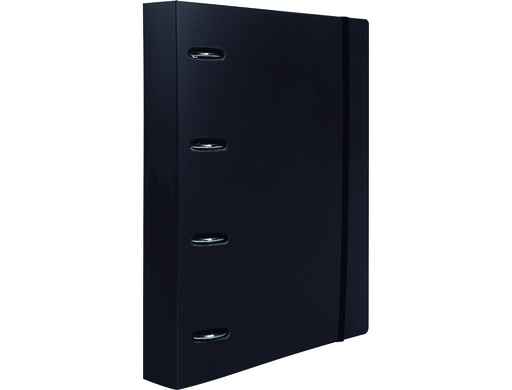 LIDERPAPEL - CARPETA CON RECAMBIO A4 CUADRO 5MM 100 HOJAS 80G POLIPROPILENO 4 ANILLAS 40MM NEGRO OPACO (Ref.CH62)
