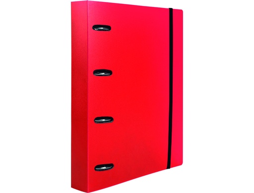 LIDERPAPEL - CARPETA CON RECAMBIO A4 CUADRO 5MM 100 HOJAS 80G POLIPROPILENO 4 ANILLAS 40MM ROJO TRANSLUCIDO (Ref.CH65)