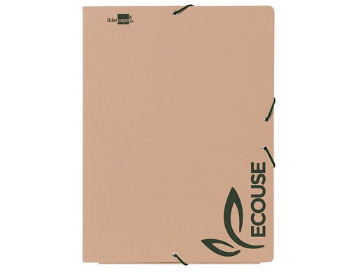 LIDERPAPEL - CARPETA GOMAS DIN A4+ 3 SOLAPAS ECOUSE CARTULINA 400 G/M2 COLOR KRAFT MARRON (Ref.CG38)