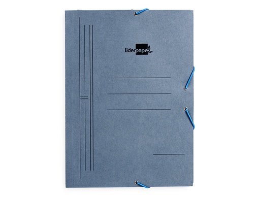 LIDERPAPEL - CARPETA GOMAS FOLIO 3 SOLAPAS CARTON PINTADO AZUL 410 G/M2 (Ref.CG39)