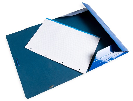 LIDERPAPEL - CARPETA GOMAS FOLIO 3 SOLAPAS CARTON PLASTIFICADO COLOR AZUL (Ref.CG97)