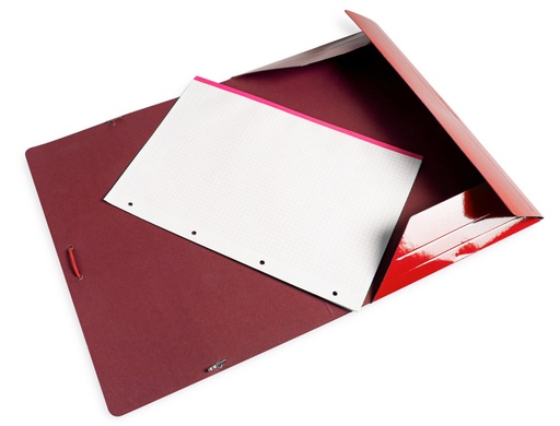 LIDERPAPEL - CARPETA GOMAS FOLIO 3 SOLAPAS CARTON PLASTIFICADO COLOR ROJO (Ref.CG99)
