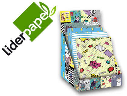 LIDERPAPEL - CARPETA GOMAS TRES SOLAPAS FORRADA FOLIO FANTASIA 2019 FORRADA EXPOSITOR DE 14 UNIDADES 