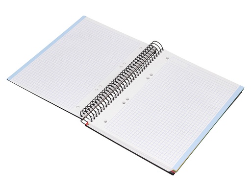 LIDERPAPEL - CUADERNO ESPIRAL A5 MICRO PAPERCOAT TAPA FORRADA 140H 75 GR CUADRO5MM 5 BANDAS 6 TALADROS NEGRO (Ref.BJ25)