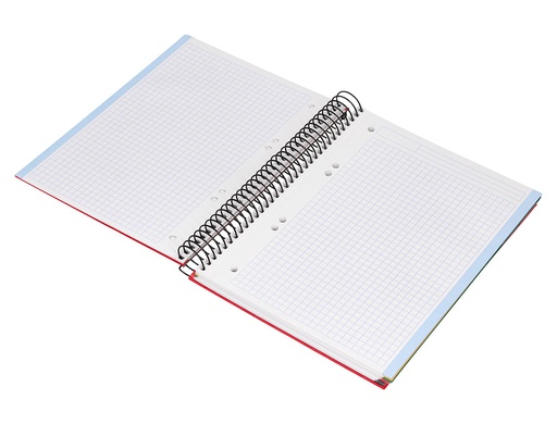 LIDERPAPEL - CUADERNO ESPIRAL A5 MICRO PAPERCOAT TAPA FORRADA 140H 75 GR CUADRO5MM 5 BANDAS 6 TALADROS ROJO (Ref.BJ26)