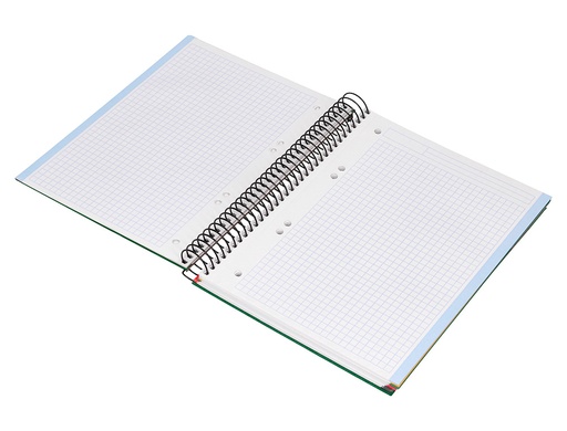 LIDERPAPEL - CUADERNO ESPIRAL A5 MICRO PAPERCOAT TAPA FORRADA 140H 75 GR CUADRO5MM 5 BANDAS 6 TALADROS VERDE (Ref.BJ27)