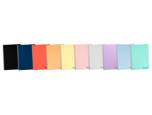 LIDERPAPEL - CUADERNO ESPIRAL A5 WONDER TAPA PLASTICO 80H 90GR CUADRO 5MM CON MARGEN COLORES SURTIDOS (Ref.TH69)