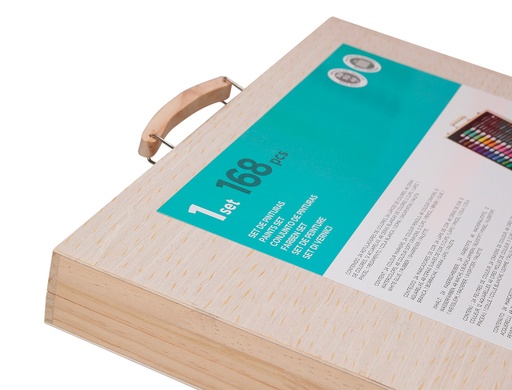 LIDERPAPEL - ESTUCHE DE PINTURA MADERA 168 PIEZAS MALETIN 39,3X30X4,8 CM (Ref.SX04)