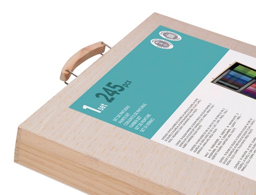 LIDERPAPEL - ESTUCHE DE PINTURA MADERA 245 PIEZAS MALETIN 49X36,6X4,5 CM (Ref.SX05)