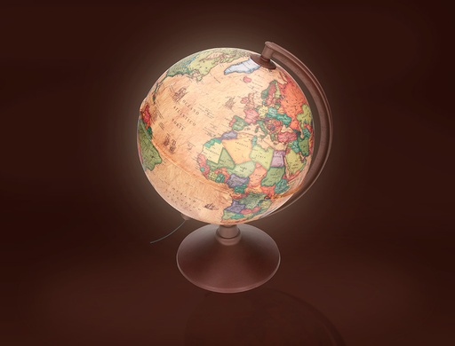 LIDERPAPEL - GLOBO TERRAQUEO CON LUZ FISICO Y POLITICO ESTILO ANTIGUO DIAMETRO 26 CM (Ref.GL07)