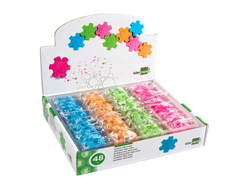 LIDERPAPEL - GOMA MECANO CON FORMA DE RUEDA COLORES SURTIDOS (Ref.ER09)