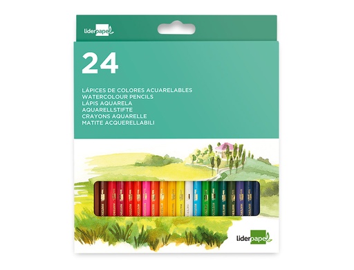 LIDERPAPEL - LAPICES DE COLORES ACUARELABLES CAJA DE 24 COLORES (Ref.LC12)