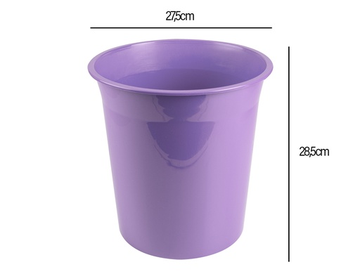 LIDERPAPEL - PAPELERA PLASTICO LAVANDA OPACO 13 LITROS 275X285 MM (Ref.PJ03)