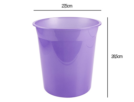 LIDERPAPEL - PAPELERA PLASTICO LAVANDA TRANSLUCIDO 13 LITROS 275X285 MM MM (Ref.PJ07)