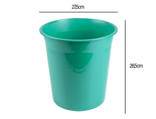 LIDERPAPEL - PAPELERA PLASTICO MENTA OPACO 13 LITROS 275X285 MM (Ref.PJ04)