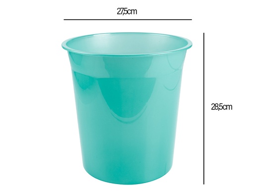 LIDERPAPEL - PAPELERA PLASTICO MENTA TRANSLUCIDO 13 LITROS 275X285 MM MM (Ref.PJ08)