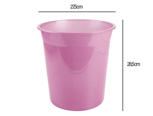 LIDERPAPEL - PAPELERA PLASTICO ROSA TRANSLUCIDO 13 LITROS 275X285 MM MM (Ref.PJ09)