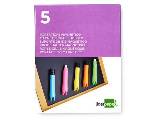 LIDERPAPEL - PORTATIZAS PLASTICO MAGNETICO COLORES SURTIDOS CAJA DE 5 UNIDADES (Ref.ST01)